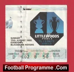 Blackburn Rovers v Everton 1995 – Charity Shield Ticket