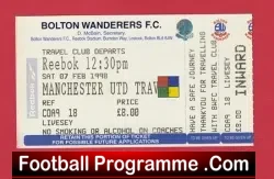 Bolton Wanderers v Manchester United 1998 – Match Ticket