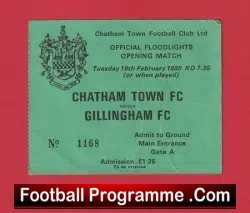 Chatham Town v Gillingham 1980 Football Ticket Only George Best