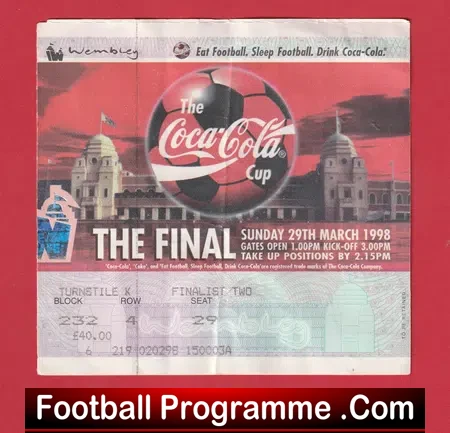 Chelsea v Middlesbrough 1998 – League Cup Final Ticket
