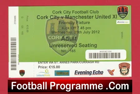 Cork City v Manchester United 2012 – Football Ticket Ireland