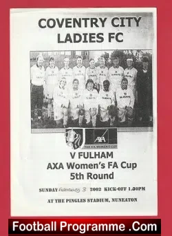 Coventry City Ladies v Fulham 2002 - Womens Football - football programme