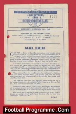 Crystal Palace v Exeter City 1945 – 1940s
