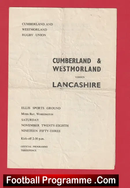 Cumberland Westmorland Rugby v Lancashire 1940s Workington