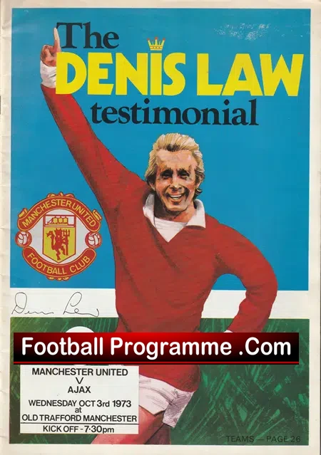Denis Law Testimonial Benefit Manchester United Autograph Signed