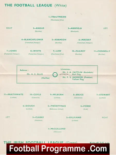England Football League v Ireland 1960 - at Blackpool Denis Law