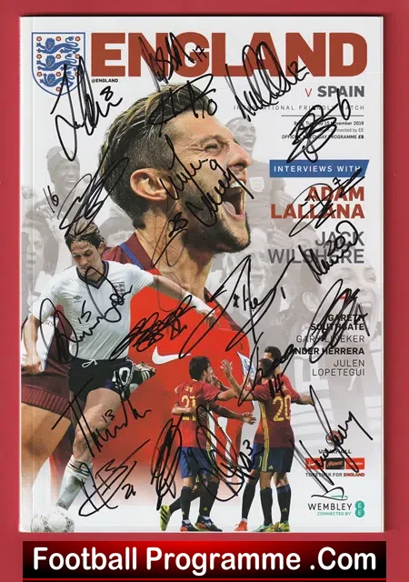 England v Spain 2016 – Multi SIGNED + Kane + Rooney