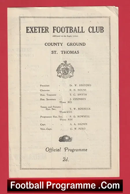 Exeter Rugby v Headingley 1948 – 1940s Old Rugby Programme