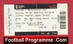 Fulham v Manchester United 2019 – Match Ticket