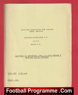 Golspie Sutherland v Keith 1984 - Scotland - Scottish Cup - football programme