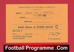 Hyde United v Marine Athletic 1986 – Football Ticket at Man City