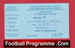 Hyde United v Marine Athletic 1986 – Football Ticket at Man City