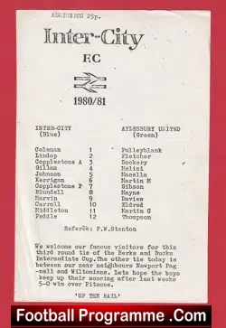 Inner City v Aylesbury United 1980 – Berks Bucks Cup