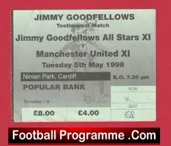 Jimmy Goodfellow XI v Manchester United 1998 – Match Ticket