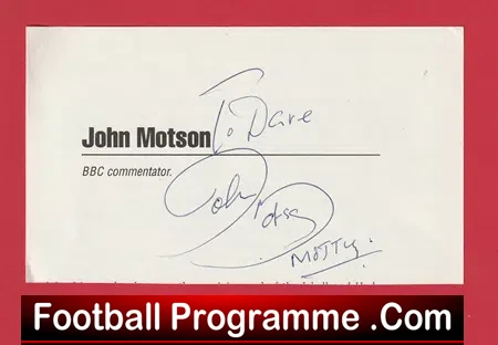 John Motson BBC Commentator Autograph Signed - Motty