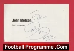 John Motson BBC Commentator Autograph Signed - Motty - football programme