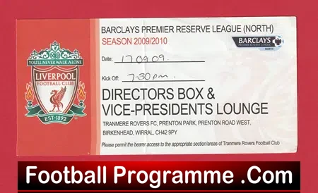 Liverpool v Manchester United 2009 – Ticket Reserves Directors