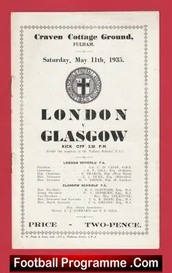 London v Glasgow 1935 – Fulham Craven Cottage 1930s – 30s