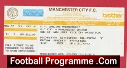 Manchester City v Manchester United 1993 – Football Ticket