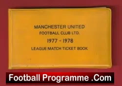 Manchester United League Match Ticket Book LMTB 1977 1978