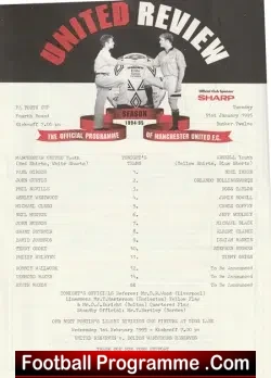 Manchester United v Arsenal 1995 - Youth Cup - football programme