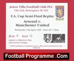 Manchester United v Arsenal 1999 Treble Semi Final Replay Plus - football memorabilia