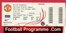 Manchester United v Bolton Wanderers 2009 - Football Ticket - football memorabilia