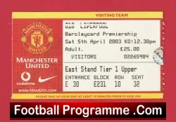 Manchester United v Liverpool 2003 - Match Ticket - football memorabilia