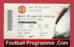Manchester United v WBA 2010 - Football Match Ticket - football memorabilia