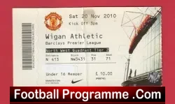 Manchester United v Wigan Athletic 2010 - Match Ticket - football memorabilia
