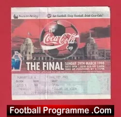 Middlesbrough v Chelsea 1998 – League Cup Final Ticket