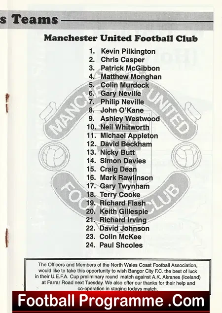 North Wales Coast FA v Manchester United 1994 - Bangor Welsh