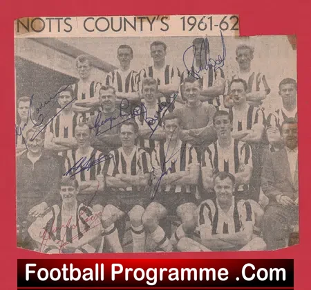 Notts County Football Club Multi Signed Autographed Picture 1961