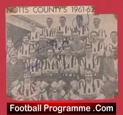 Notts County Football Club Multi Signed Autographed Picture 1961 - football memorabilia