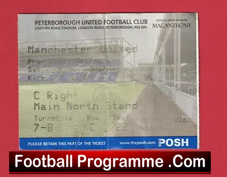 Peterborough United v Manchester United 2007 – Football Ticket