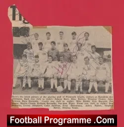 Plymouth Argyle Football Club Multi Signed Autographed 1969