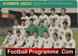 Plymouth Argyle Football Club Multi Signed Autographed 1969