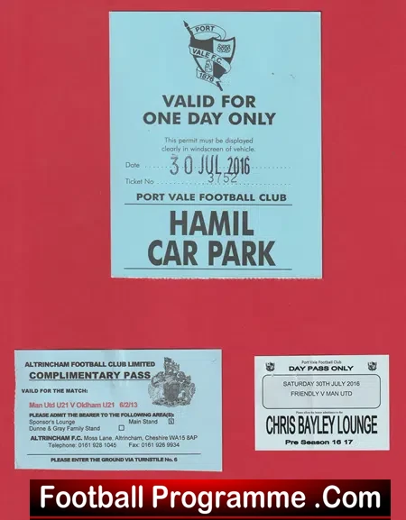 Port Vale v Manchester United 2016 – Football Ticket Friendly