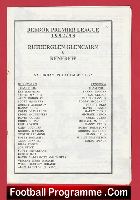 Rutherglen Glencairn v Renfrew 1992 – Scotland