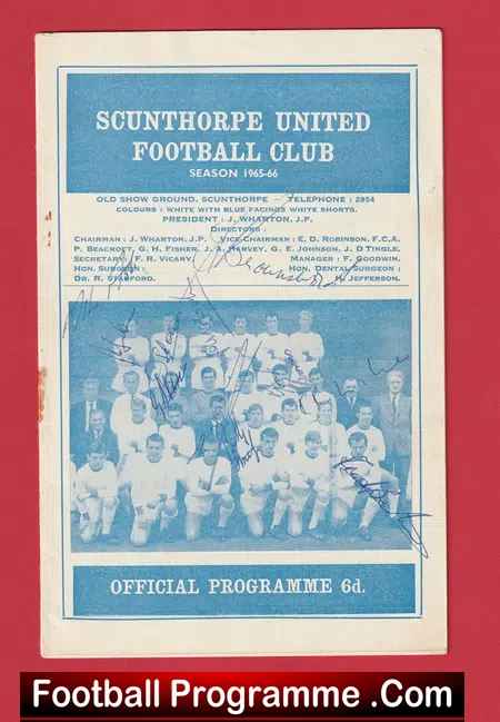 Scunthorpe United v Workington 1966 - Multi Signed Autographed