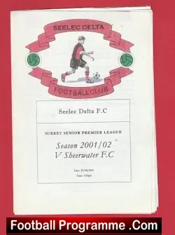 Seelec Delta v Sheerwater 2001 - Surrey Senior League - football programme