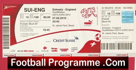 Switzerland v England 2010 – Football Ticket Swiss