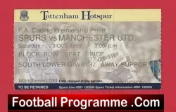 Tottenham Hotspur v Manchester United 1999 – Football Ticket
