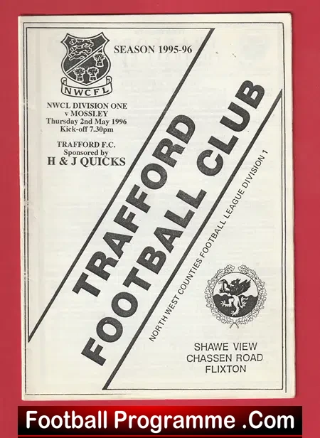 Trafford v Mossley 1996 – Pre Season Friendly Match