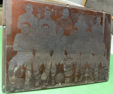 Wales Football Team Original Printers Brass Plate Block 1950s