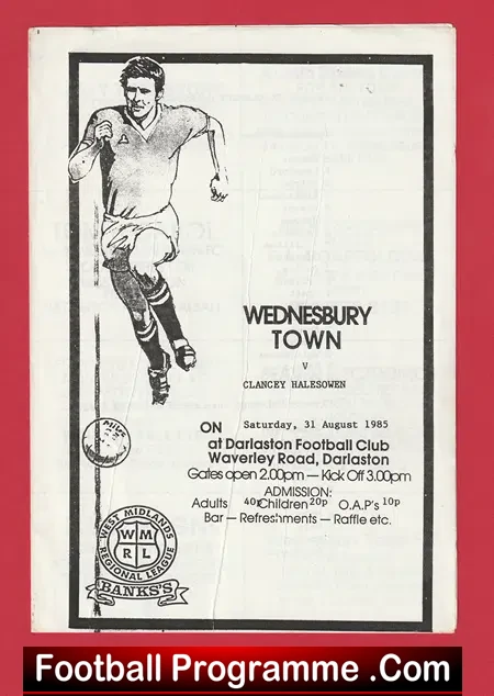 Wednesbury Town v Clancey Halesowen 1985 - at Darlaston FC