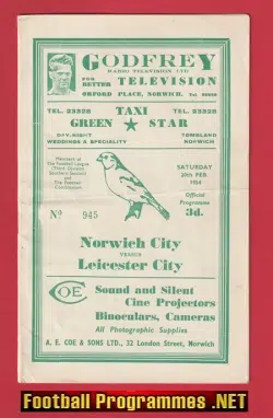 Norwich City v Leicester City 1954