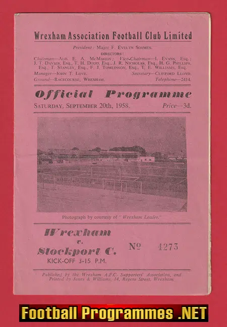 Wrexham v Stockport County 1958 – 1950s