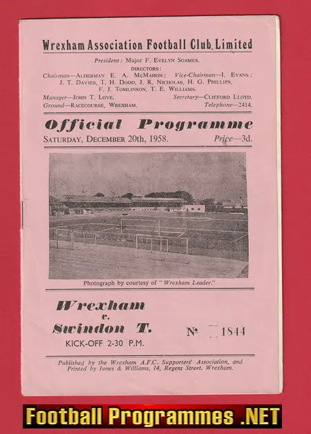 Wrexham v Swindon Town 1958 – 1950s