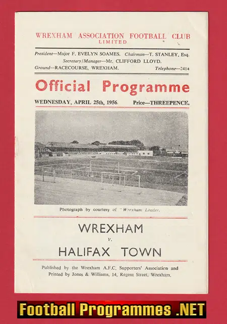 Wrexham v Halifax Town 1956 – 1950’s
